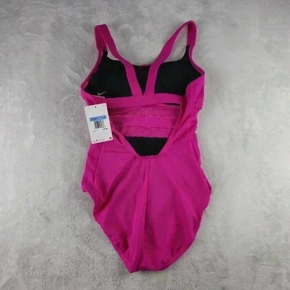 NWT Nike Swimsuit One Piece Women Med Pink Racerback MRSP 100$